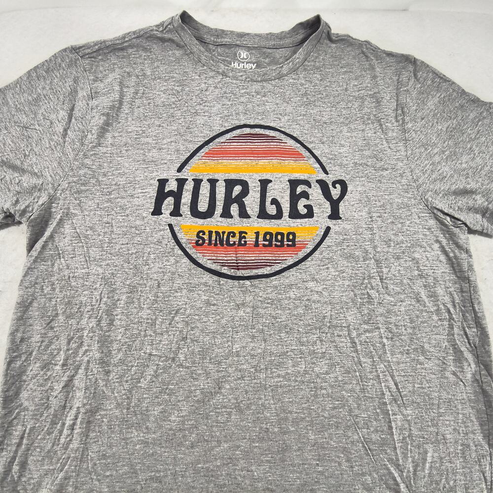 Hurley Casual Crew Neck Short Sleeve Graphic T-Shirt Mens Size Medium M Gray